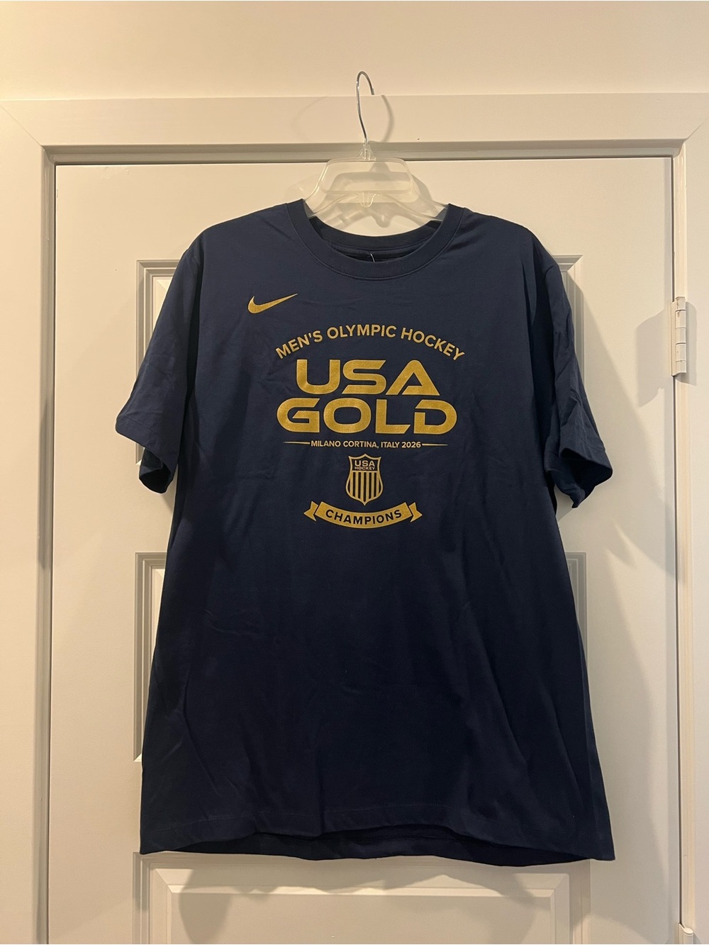 2026 Nike USA Gold Men's Olympic Hockey Navy T-Shirt NWT